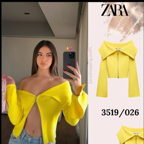 Zara Tops - ZARA Off the Shoulder Knit Cardigan Size S NEW WITH TAG!